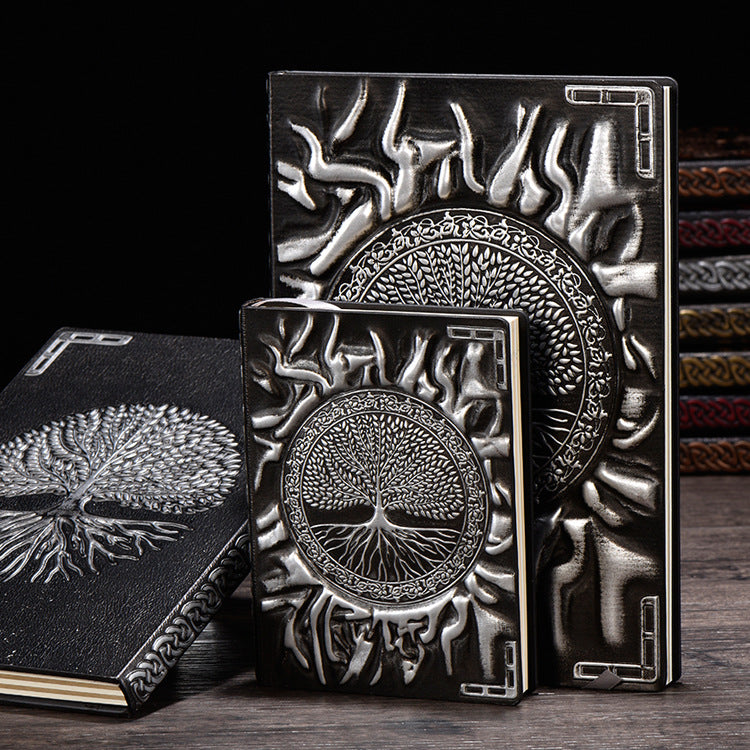 A5 relief notebook, retro PU notebook, handmade diary, business notebook