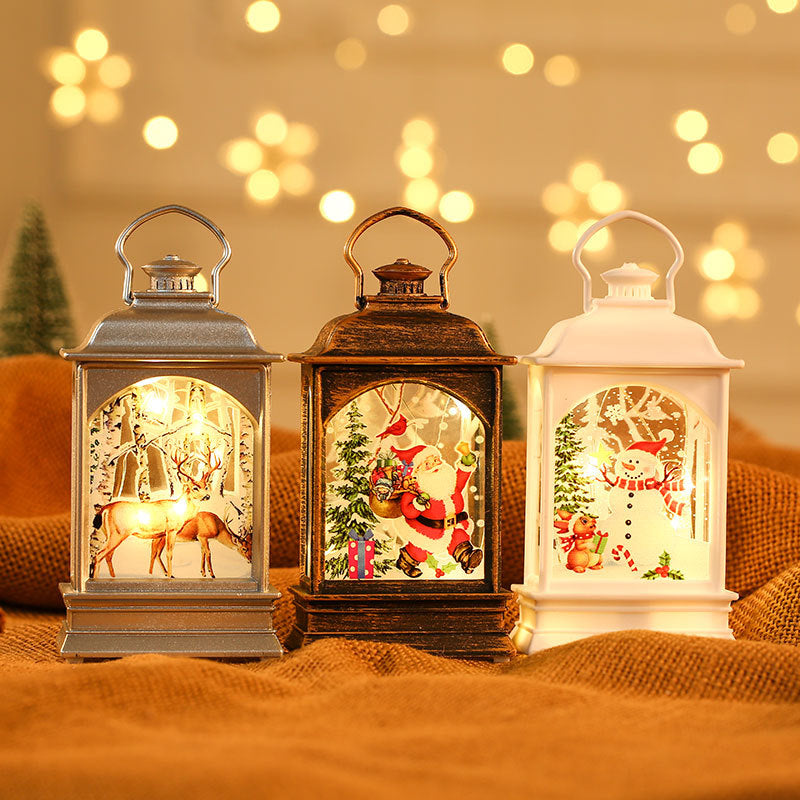 Christmas decorations, illuminated hand-held oil lamps, LED display window decorations, party decorations, children's small gifts