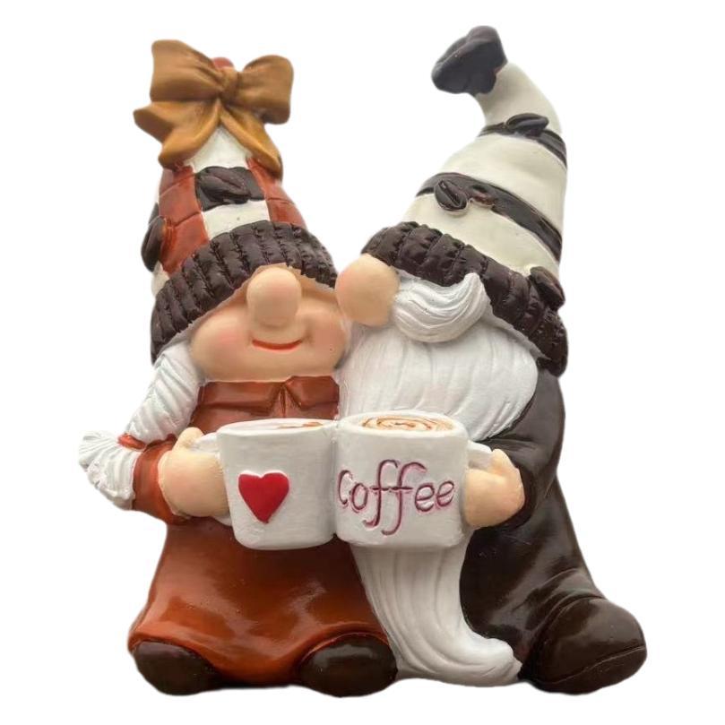 Christmas Coffee Double Dwarf Resin Crafts Decoration Home Decor Desktop Gift Lover