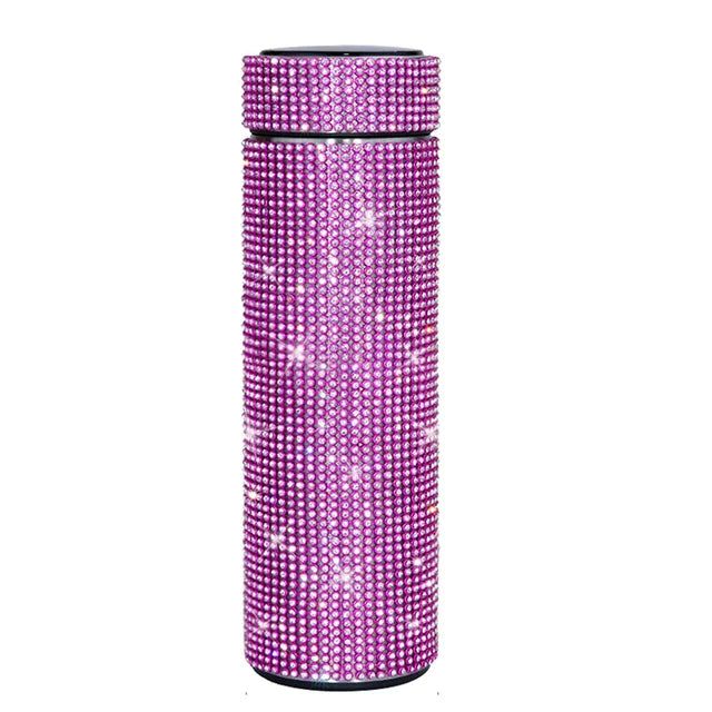 500ml diamond inlaid temperature cup, LED temperature display cup, intelligent water bottle, insulated cup, girl's travel gift